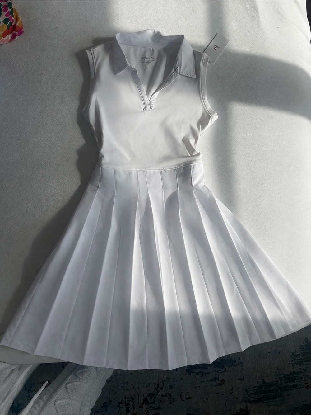 Baleaf White Sleeveless Pleated Tennis Dress